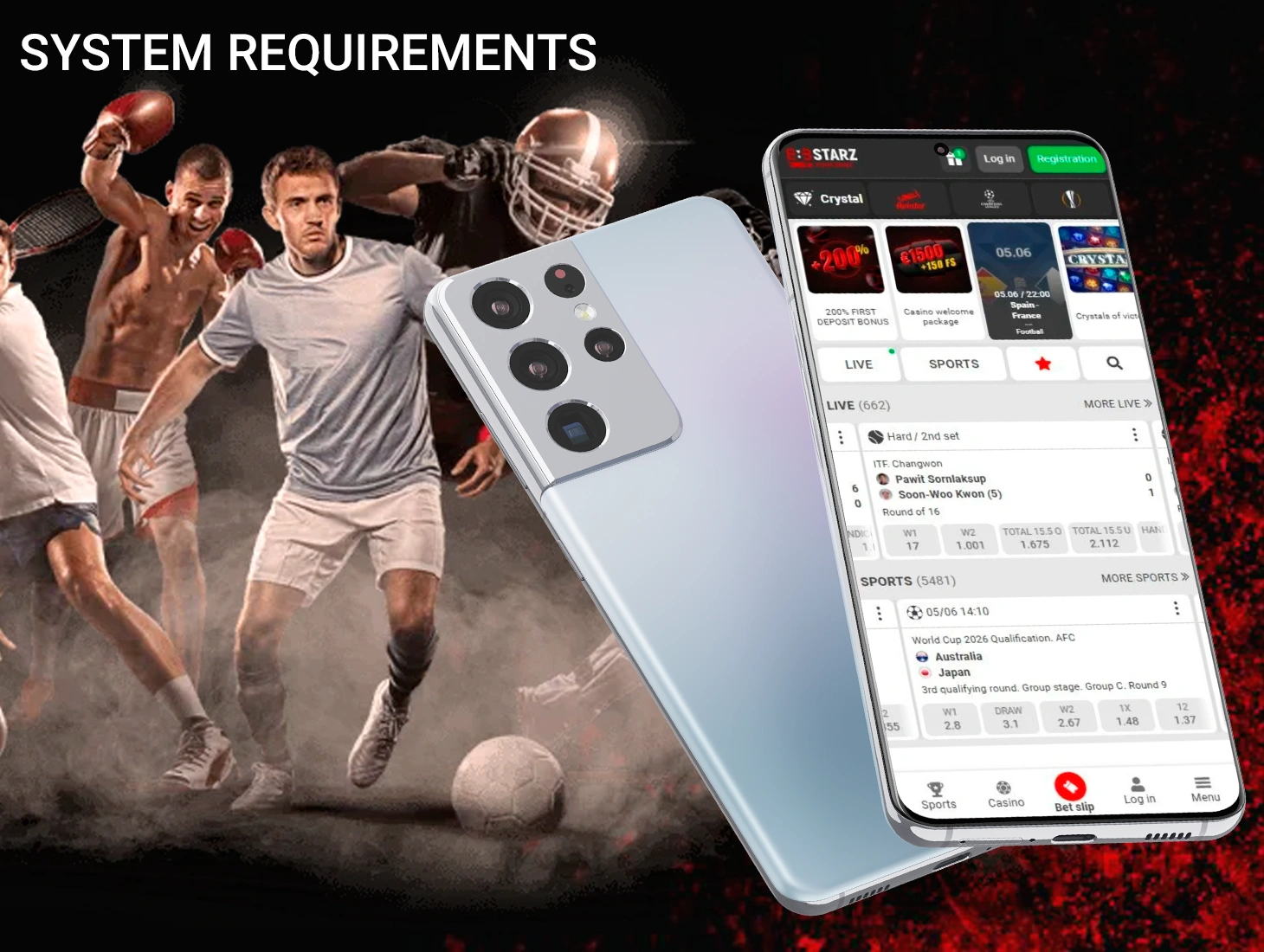 Main system requirements of 888Starz app for Android and iOS 